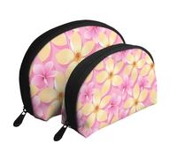 Fleurs Tropicales Roses Et Oranges, Trousse de Maquillage Coquille Femme Petit Porte-Monnaie Trousse de Toilette Trousse à cosmétiques 2 pièces