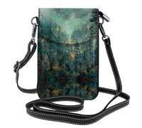 Fleurs vertes. Ce sac à bandoulière léger et unisexe à rabat libère vos mains et est adapté pour les voyages, les vacances et une utilisation quotidienne., Forêt parsemée d'étoiles, Taille unique