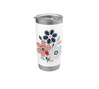 Fleurs vichy rétro botaniques Cottagecore Gobelet isotherme en acier inoxydable double paroi