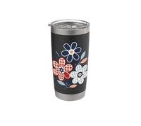 Fleurs vichy rétro botaniques Cottagecore Gobelet isotherme en acier inoxydable double paroi