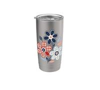 Fleurs vichy rétro botaniques Cottagecore Gobelet isotherme en acier inoxydable double paroi