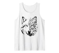 Fleurs vintage tête de loup pour amoureux des loups Débardeur