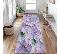 Fleurs Violette Tapis de Couloir Peinture à l'huile Tapis de Couloir Long 50 x 180 cm Passage Antidérapant Lavable en Machine D'entrée Chambre Salon Descente de Lit Poil Ras Rug PY&q140