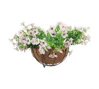 Fleurs violettes artificielles en soie avec panier suspendu de 25,4 cm, ensemble de doublure en noix de coco pour décoration de maison, bureau, mariage (D)