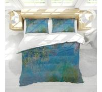 Fleurs Violettes Nymphéas Motif Housse Couette avec Fermeture à glissière Art esthétique rétro Literie Douce Housse Couette Ensembles 2 Couvre-oreillers 240x260cm