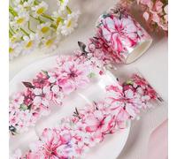 Fleurs Washi Tape Transparent, Ruban de Masquage, Ruban Adhésif Papier Décoratif, Masking Tape Adhésif, Stickers floraux pour Scrapbooking Book Journaling Artisanat de Bricolage Papiers Cadeau (C)