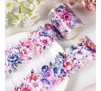 Fleurs Washi Tape Transparent, Ruban de Masquage, Ruban Adhésif Papier Décoratif, Masking Tape Adhésif, Stickers floraux pour Scrapbooking Book Journaling Artisanat de Bricolage Papiers Cadeau (D)