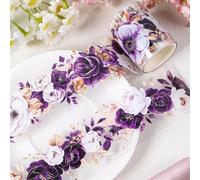 Fleurs Washi Tape Transparent, Ruban de Masquage, Ruban Adhésif Papier Décoratif, Masking Tape Adhésif, Stickers floraux pour Scrapbooking Book Journaling Artisanat de Bricolage Papiers Cadeau (E)