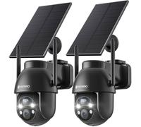 FLEUVE - Caméras de Surveillance Connectee - Lot 2 Caméras 2K Extérieures Wifi Solaire 360° PTZ Vision Nocturne Audio