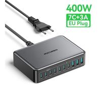 Fleuve - CHARGEUR - Rocoren Chargeur 400W USB-C, centrale 200W de bureau, pour iPhone 16, MacBook - Noir, UE Noi CHARGEUR TELEPHONE