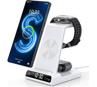 FLEUVE - Chargeurs à induction - Chargeur Induction Fil pour Samsung Galaxy S24/S25,Sans Fil avec Horloge (Blanc)
