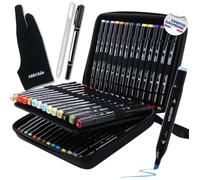 FLEUVE - Feutre Acrylique - Kit 40 Feutres Alcool Double Pointe + Sacoche, 2 Liners & 1 Gant Offerts - Pro & Débutants