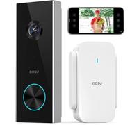 FLEUVE - KIT SONNETTE - Sonnette Vidéo Sans Fil 2K, HD, PIR, Audio Bidirectionnel, Alexa Intégré, Aucuns Frais Black Black SONNETTE