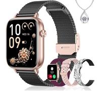 FLEUVE - Montre Connectée Intelligente - Femme 4 Bracelets 1,83"" HD,Appels HD,110+ Sports,Podomètre,Cardio Or noir MONTRE BLUETOOTH