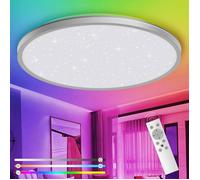 FLEUVE - Plafonnier - Plafonnier LED 24W, Télécommande Sans Fil, Dimmable 3200Lm, Étoile RGB, IP54, Ø29,5Cm, Salon