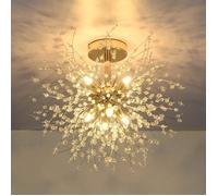 FLEUVE - Plafonnier - Plafonnier Moderne en Cristal D'Or, Lustre Dimmable 8 G9, Lampe pour Salon, Chambre, Cuisine