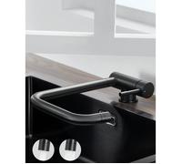 FLEUVE - Robinetterie de cuisine - Mitigeur pliable noir, 2 jets, rabattable sous fenêtre, rotation 360°