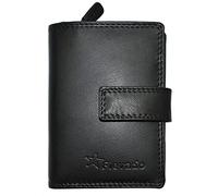 flevado Cuir de buffle fabriqué à la main cartes argent bourse cartes crédit étui RFID protection cuir lisse, Noir , 9,5 x 13,0 x 2,5 cm B/H/T, Moderne