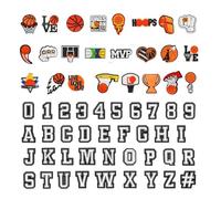 Flewdart Chaussures Charm Lettre Alphabet A-Z Numero 0-9 61pcs, Pins Lettre Sports basket-ball Garçons Pour Crocs Shoe Charm Bricolage Pour Femme Enfant(Ballon de basket, 61)