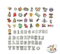 Flewdart Chaussures Charm Lettre Alphabet A-Z Numero 0-9 70pcs, Pins Lettre Sports Garçons Pour Crocs Shoe Charm Bricolage Pour Femme Enfant (Sport, 70)
