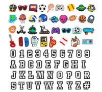 Flewdart Chaussures Charm Lettre Alphabet A-Z Numero 0-9 72pcs, Pins Lettre Sports Garçons Pour Crocs Shoe Charm Bricolage Pour Femme Enfant (ballon de sport, 72)