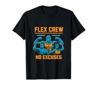 Flex Crew No Excuses Neon Fitness Gym Squad Imprimé Graphique T-Shirt