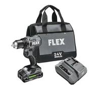 FLEX FX1131-1A Kit de perceuse-visseuse compacte sans fil 24 V avec batterie au lithium 2,5 Ah et chargeur rapide 160 W