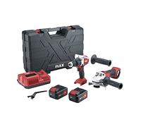 Flex Perceuse-visseuse à percussion sans fil PD2G 18-ECFC + meuleuse d'angle sans fil L 125 18.0-EC (avec 2 batteries 5,0 Ah + chargeur + mallette de transport) 516198