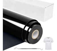 Flex Thermocollant pour Tissu Noir,Vinyl Thermocollant HTV Rouleau 30.5×185cm Flex Thermocollant Transfert Film Plotter Pour DIY t-shirts,Autres Tissus,Facile à Couper et à Désherber