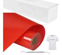 Flex Thermocollant pour Tissu Rouge,Vinyl Thermocollant HTV Rouleau 30.5×185cm Flex Thermocollant Transfert Film Plotter Pour DIY t-shirts,Autres Tissus,Facile à Couper et à Désherber