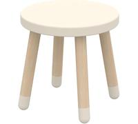 FLEXA Dots Chaise pour enfant en bois parfaite pour chambre d'enfant | Tabouret rond polyvalent peut également être utilisé pour la cuisine ou le salon | Tabouret Ø 30 cm | Couleur : blanc crème
