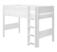 FLEXA Lit mezzanine Lit surélevé WHITE 90x200 avec échelle droite G