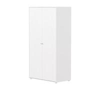Flexa saga armoire 2 portes a facades rainurees blanche boutons en chene