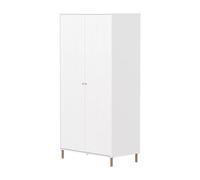 Flexa Saga Armoire 2 Portes a facades rainurees Blanche Pieds et Boutons | Flexa - ref. 81-42508-95 - 5706459182384 - dim. 55x100x200cm - Blanc - Materiaux mixtes