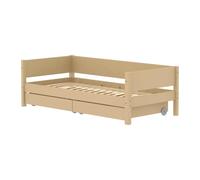 Flexa white banquette-lit 90 x 200 cm avec dossier et 2 tiroirs beige sable