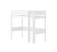Flexa white lit mezzanine avec echelle droite 90 x 200 cm barriere pleine blanc