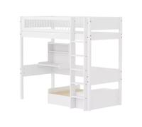 Flexa White Lit Mezzanine CASA 90 x 200 cm Banquette et Bureau sans | Flexa - ref. 90-11235-40 - 5706459180632 - dim. 210x109x184cm - Blanc - Materiaux mixtes