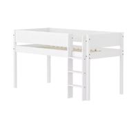 Flexa white lit mi-hauteur avec echelle droite 90 x 200 cm barriere pleine blanc