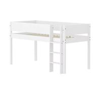 Flexa White Lit mi-Hauteur avec echelle Droite 90 x 200 cm Barriere Pleine | Flexa - ref. 80-17345-40 - 5706459179520 - dim. 210x109x120cm - Blanc - Materiaux mixtes