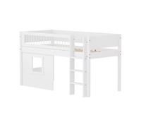 Flexa White Lit mi-Hauteur avec echelle Droite 90 x 200 cm Facades cabane | Flexa - ref. 90-11223-40 - 5706459180519 - dim. 210x109x120cm - Blanc - Materiaux mixtes