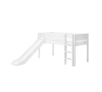 Flexa white lit mi-hauteur avec echelle droite et toboggan 90 x 200 cm blanc