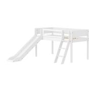 Flexa White Lit mi-Hauteur avec echelle inclinee et Toboggan 90 x 200 cm | Flexa - ref. 80-17350-40 - 5706459179575 - dim. 210x250x120cm - Blanc - Materiaux mixtes