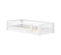 Flexa white lit montessori bas 90 x 200 cm avec barriere avant a barreaux blanc