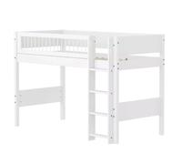 Flexa White Lit sureleve avec echelle Droite 90 x 200 cm Barriere a | Flexa - ref. 80-17352-40 - 5706459179599 - dim. 210x109x143cm - Blanc - Materiaux mixtes
