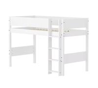 Flexa White Lit sureleve avec echelle Droite 90 x 200 cm Barriere Pleine | Flexa - ref. 80-17353-40 - 5706459179605 - dim. 210x109x143cm - Blanc - Materiaux mixtes