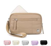 Flexcarry, Portefeuille Compact élégant Cozy Loft, Sacs à Main Portables for Femmes Portefeuille à Fermeture éclair, avec fenêtre d'identification(Khaki)