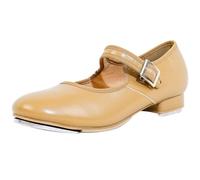 flexdans Chaussures de Claquettes,Claquette Danse Chaussure en Cuir Verni avec Boucle Coulissante pour Enfants Adultes F003 Brown 40