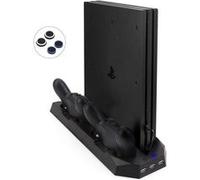Manette GENERIQUE FlexDin mis à jour Socle PS4 Pro / PS4 Slim Vertical avec Ventilateur de Refroidisseur, 2 Support Manette PS4 Station de Recharge pour DualShock 4