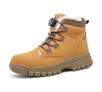 FlexEase Chaussures De Sécurité Hommes Femmes Imperméables Chaussures De Travail Montante Confort Basket Sécurité Montante Antidérapant Chaude pour Hiver W Brown 43 EU
