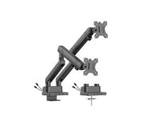 Urban Factory FLEXEE Dual Pro - Kit de montage (support de moniteur à double bras) - pour 2 écrans LCD - ergonomique, avec station d'accueil - acier, aluminium, plastique - noir - Taille d'écran : 17"